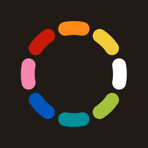 Draftastic Logo - a dashed white outlined circle made of 8 segments, in a black rounded square.